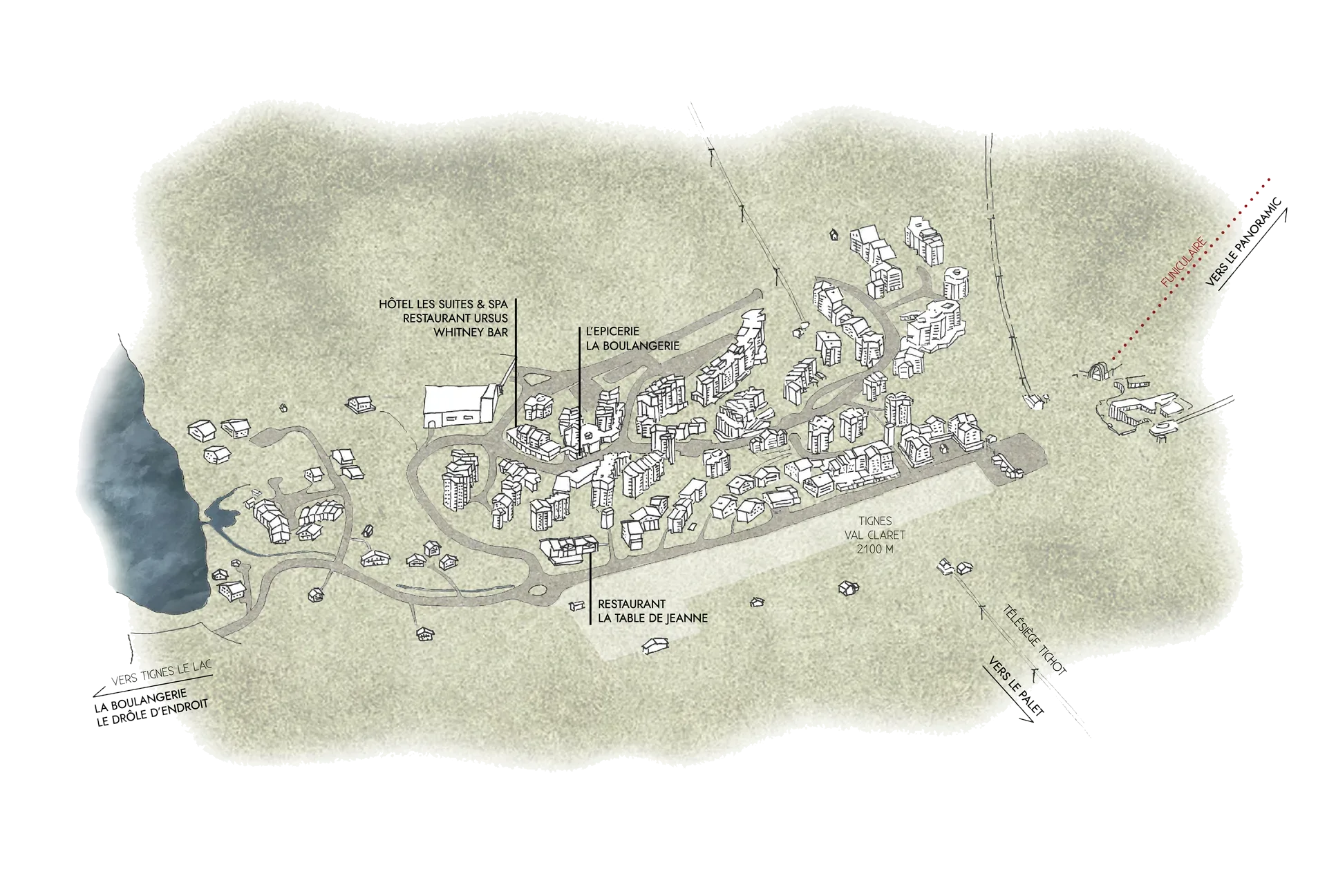 Le plan dessiné de Tignes Val Claret