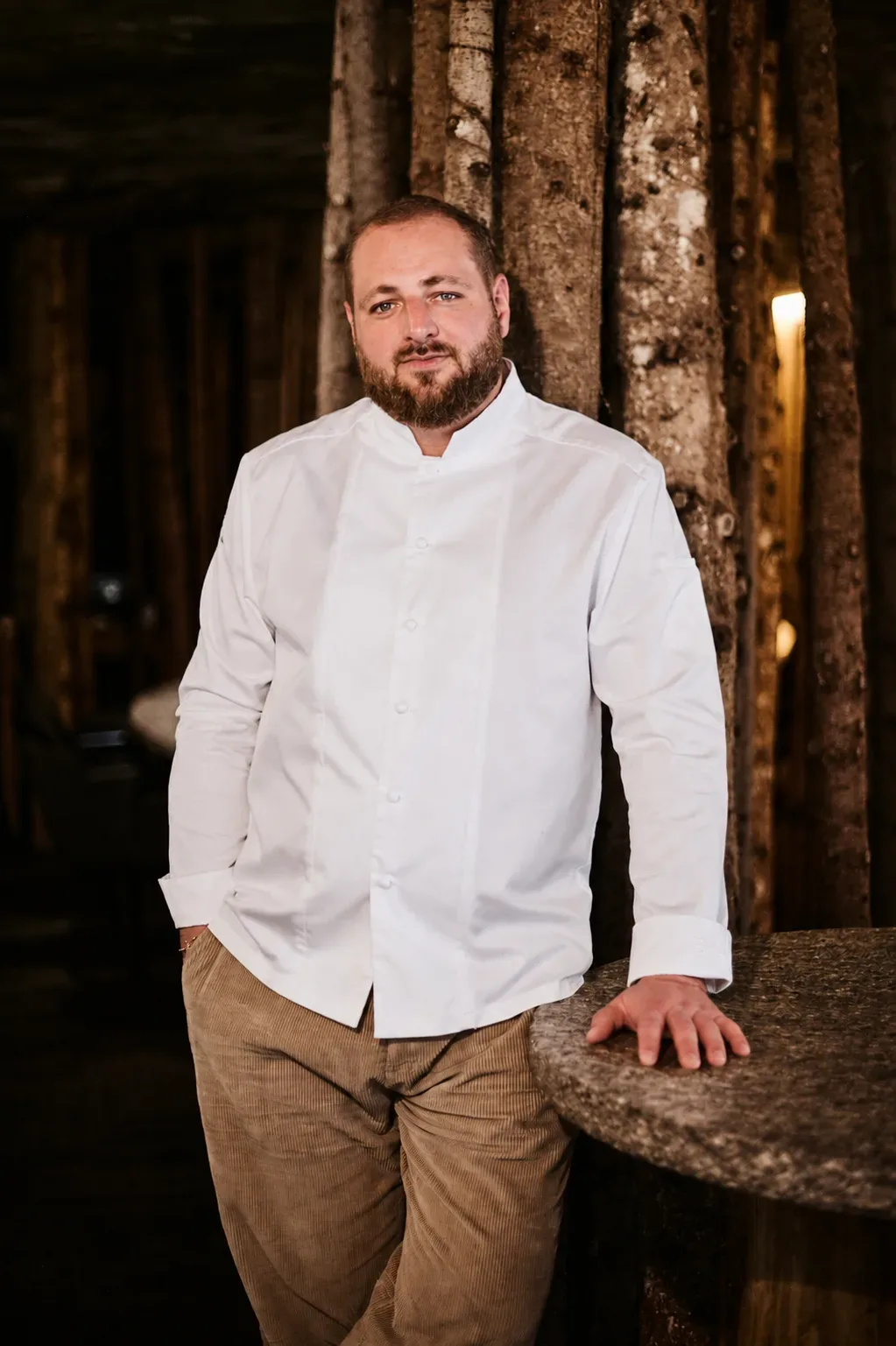 Clément Bouvier, among the trunks of the dining room