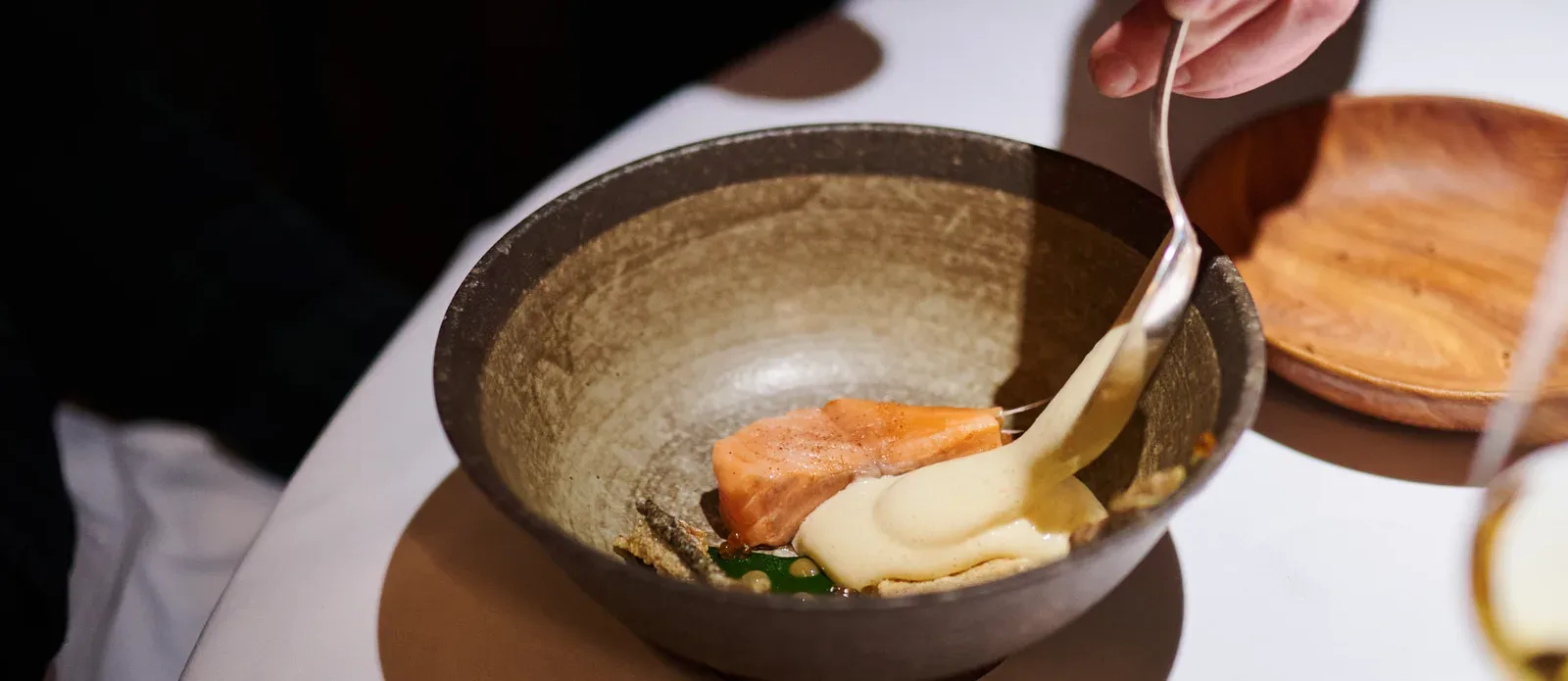 Sauce poured at plating